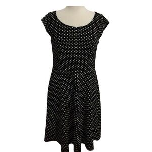 Classic DR Collection Black & White Polka Dot Sleeveless Midi Dress Size 10